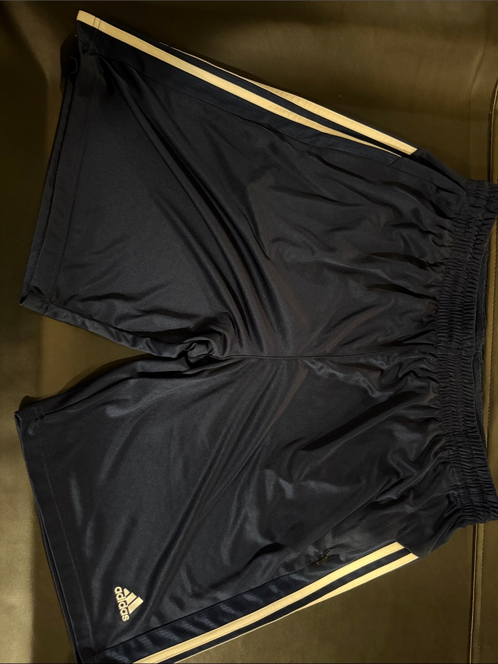 adidas Black Shorts with Cream Side Stripes